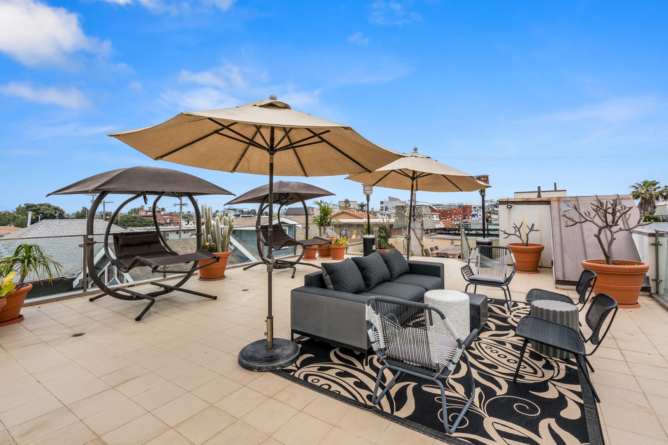 With a BBQ grill, umbrellas, and ample lounge seating, the rooftop might just become your favorite spot on the property!