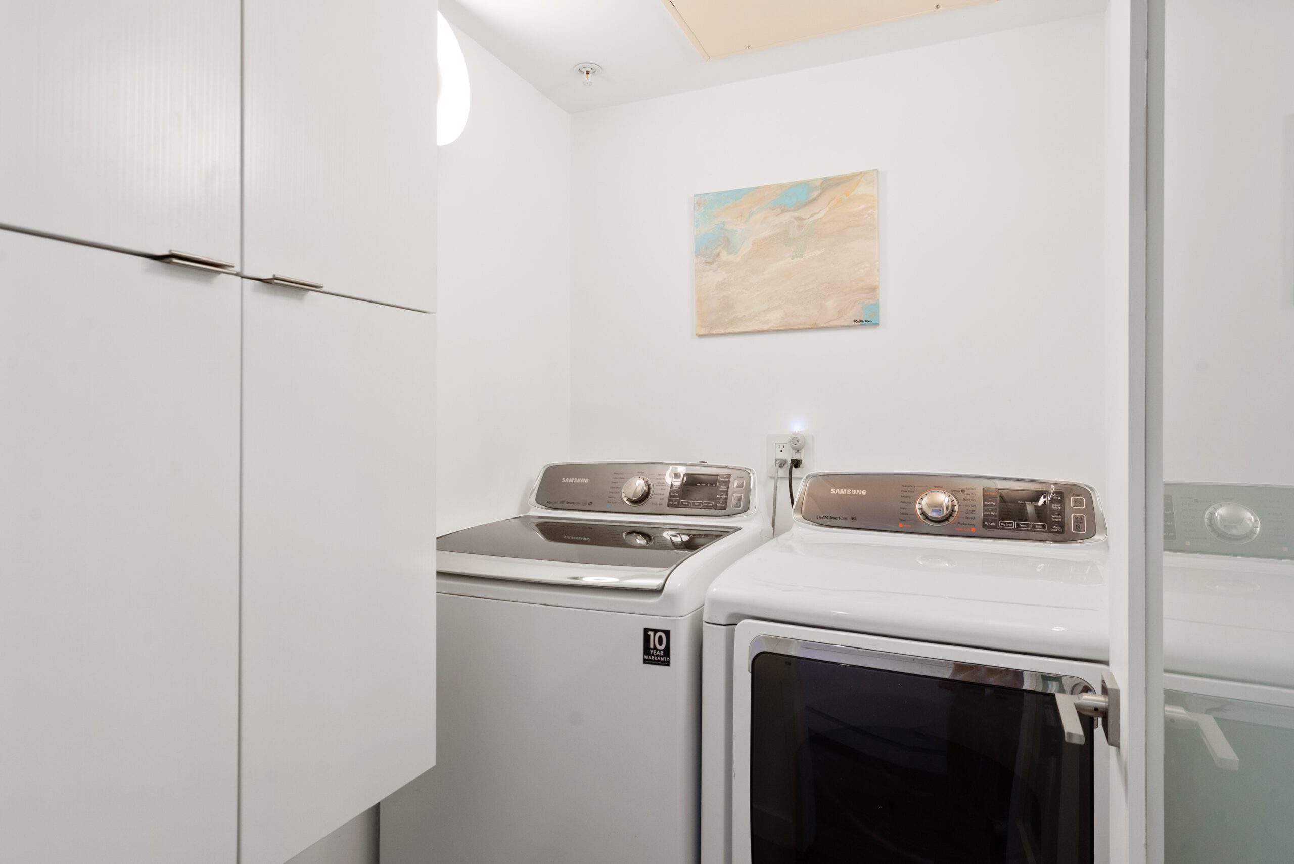 Enjoy the convenience of the in-home washer and dryer.